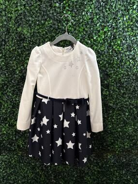 NWT Monnalisa, Designer Girls Dress, Toddler Dress With Stars, Size 4